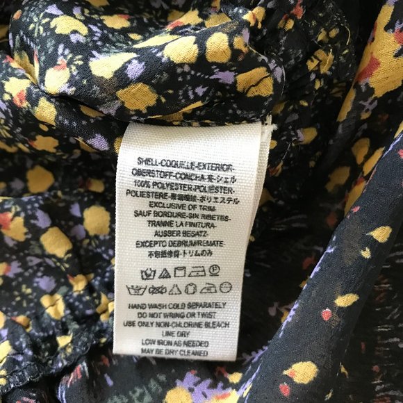 Free People If I Had You Beaded Peplum Blouse Floral Sheer Chiffon Keyhole Neck - Picture 9 of 11